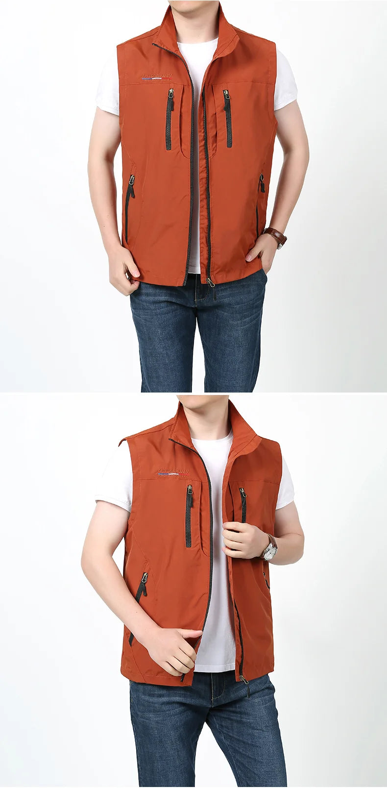 Grande taille hommes été en plein air randonnée gilet tactique multi-poches léger coque souple utilitaire voyage Safari Cargo gilet hommes