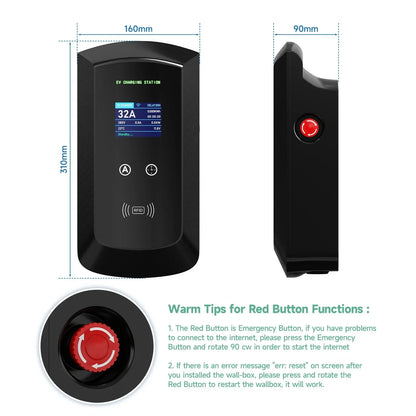 محطة شحن EV ثلاثية الأطوار AFEV 22KW 32A من النوع 2 IEC62196-2 شاحن سيارة كهربائية 7.6/11KW EVSE Wallbox WiFi APP للتحكم عن بعد