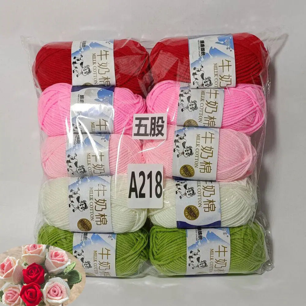 Fil de coton au lait de couleurs mélangées, 10 pièces, 500g, 5 plis, ensemble de fils au Crochet doux, fleurs tricotées à la main, fils peignés artisanaux au Crochet