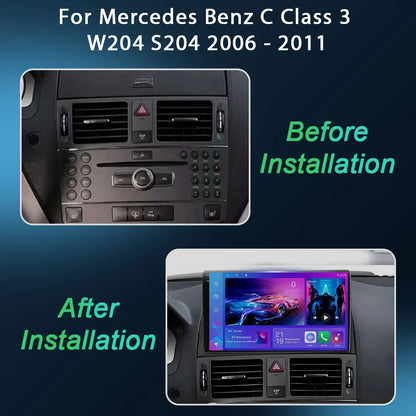 Pour Mercedes Benz classe C 3 W204 S204 2006 - 2011 Android 15 Carplay Auto autoradio multimédia lecteur vidéo Navigation GPS DSP