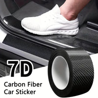 Autocollant 7D en Fiber de carbone de 7cm de largeur, protections de pédale de bienvenue pour porte automobile, protecteur anti-rayures arrière de voiture, autocollant de Film de pare-chocs style de voiture