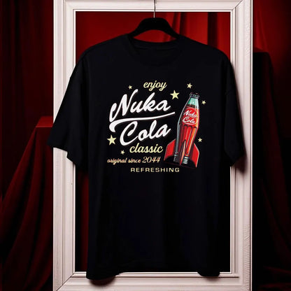 تيشيرت Nuka Cola Fallout للجنسين من القطن الناعم، تي شيرت مضحك، تي شيرت أحمر عتيق 2044، تي شيرت علوي، هدية للمعجبين، ملابس رجالية، هاراجوكو