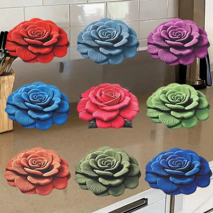 Tapis de sol en forme de fleur, tapis de sol en forme de pivoine souple, durable, 40x40cm/60x60cm, antidérapant, absorbant, pour salle de bain, salon