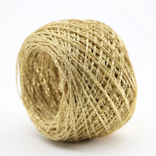 Modules de fil métallique en laine de coton doré et argenté, fil au crochet, paillettes, tissé à la main, sac artisanal, coloré, unique, boule de 50g, livraison gratuite