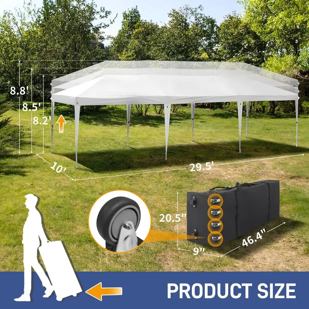 Tonnelle instantanée Ez Pop 10x30 pieds, tente portable avec 8 parois latérales pour événements extérieurs, fêtes, mariages, anniversaires, remises de diplômes