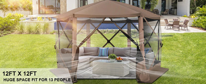 Maison d'écran de tente de belvédère escamotable pour le camping, pièce d'écran de 12x12 avec le toit parfait, belvédère d'écran extérieur avec le filet