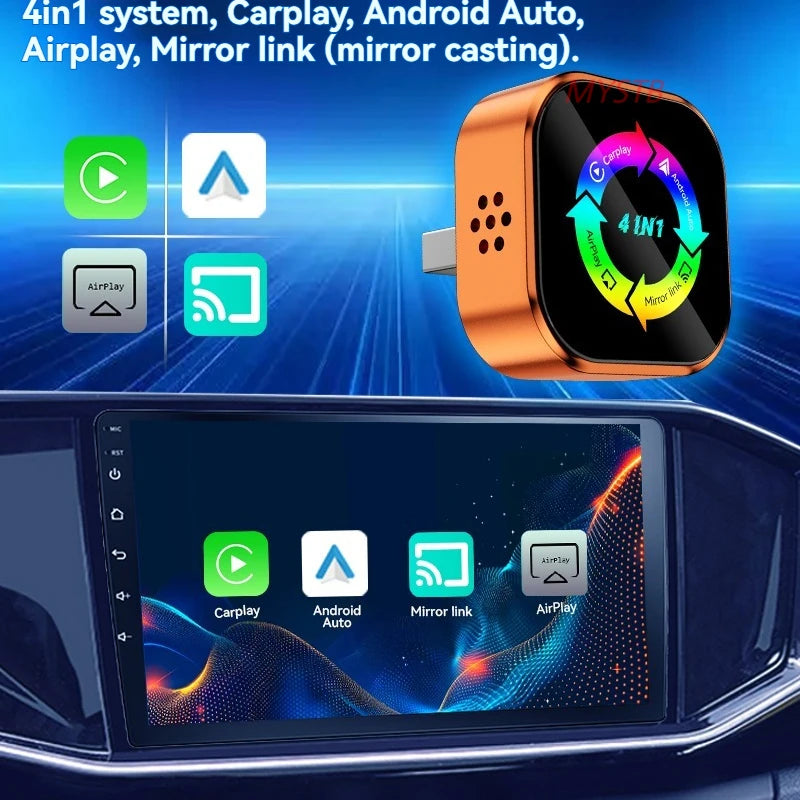 Adaptateur Carplay 4 en 1 pour voiture sans fil, pour Apple Android, connexion automatique, lien miroir, écran Airplay, WiFi, Bluetooth 2026, mise à niveau Carplay
