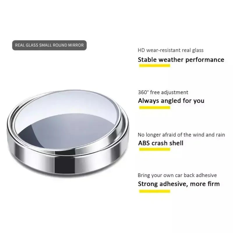 Rétroviseur circulaire d'angle mort de voiture, rétroviseur latéral adhésif, angle de vision accru de 360 degrés, accessoires de voiture