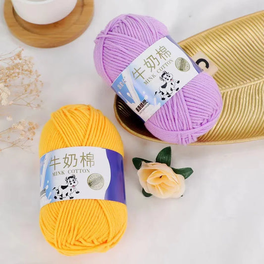 Fil à tricoter en coton au lait, 5 brins, 50g, pour bricolage de sacs de poupée, fil, écharpe, chaussettes