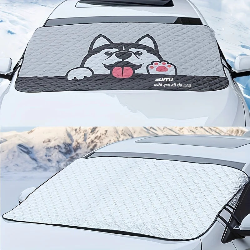 Couverture universelle de givre de neige avant de voiture de bande dessinée pare-brise Protection contre le gel Protection solaire pliable pare-soleil d'isolation thermique