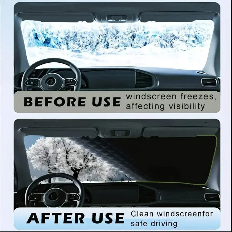 Housse de neige pour pare-brise de voiture à sangle magnétique et fixe – Protecteur de pare-brise toutes saisons en tissu Oxford robuste avec protection UV/soleil