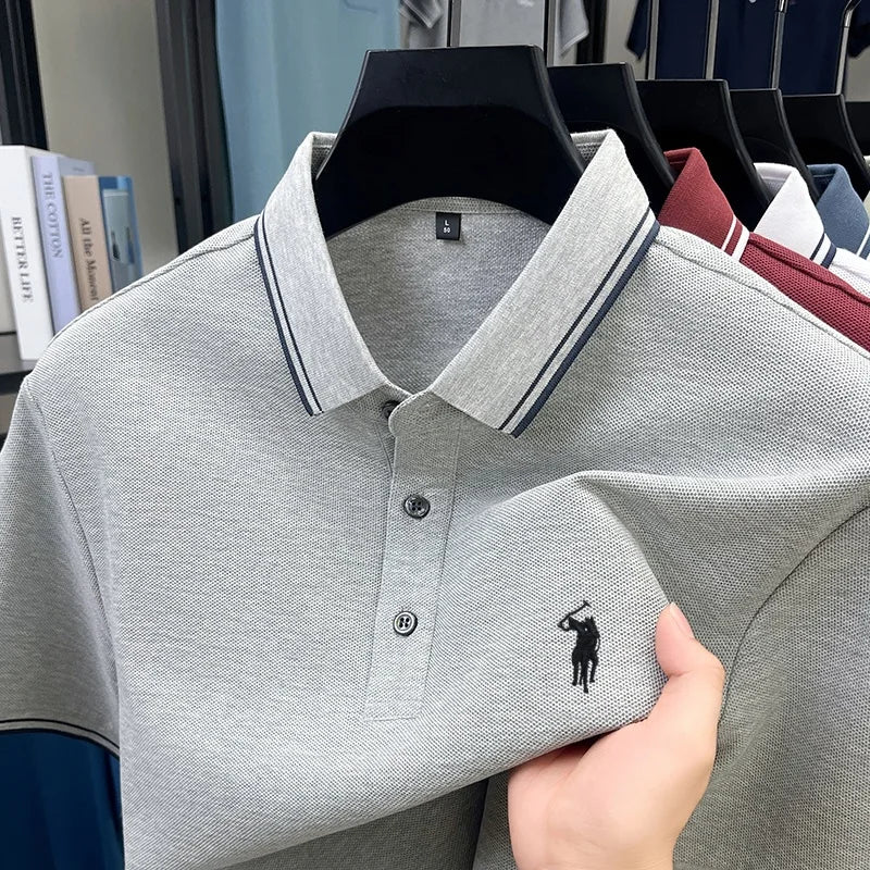 Marque de mode 100% coton été nouvel article polo brodé poney original pour hommes haut à manches courtes confortable et respirant
