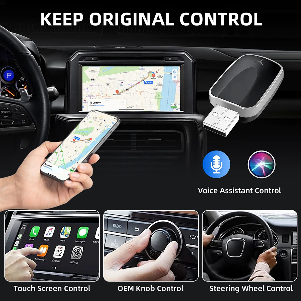 Carplay AI Box sans fil 2 en 1, Android Auto Plug And Play, Applicable à convertir la voiture d'origine, Wired Carplay en sans fil, nouveauté 2026
