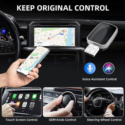 Carplay AI Box sans fil 2 en 1, Android Auto Plug And Play, Applicable à convertir la voiture d'origine, Wired Carplay en sans fil, nouveauté 2026
