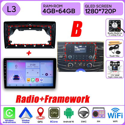 Autoradio Android 16 pour Ford Transit personnalisé Transit V363 350 lecteur multimédia Carplay Navigation GPS 4G Wifi vidéo stéréo 2din