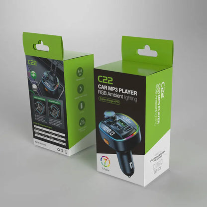 Transmetteur FM Bluetooth 5.0, modulateur d'autoradio mains libres, lecteur MP3 avec adaptateur de Charge USB Super rapide 22.5W pour voiture