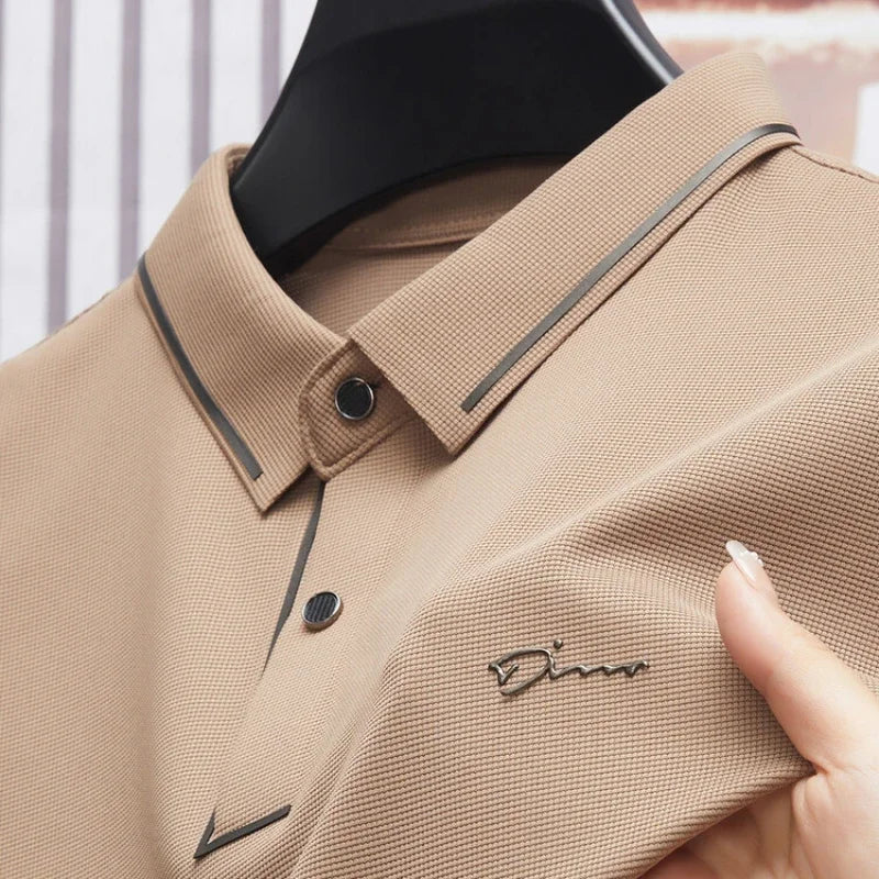 Polo sans couture pour hommes, T-shirt de luxe en tissu Cool, décontracté, Golf, coupe cintrée, col chemisier, nouvelle collection