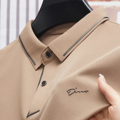 Polo sans couture pour hommes, T-shirt de luxe en tissu Cool, décontracté, Golf, coupe cintrée, col chemisier, nouvelle collection