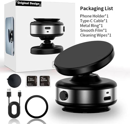 Support de voiture magnétique sous vide électrique pour téléphone portable 360 °   Rotation Forte Ventouse pour iPhone 14 15 16 Support mains libres