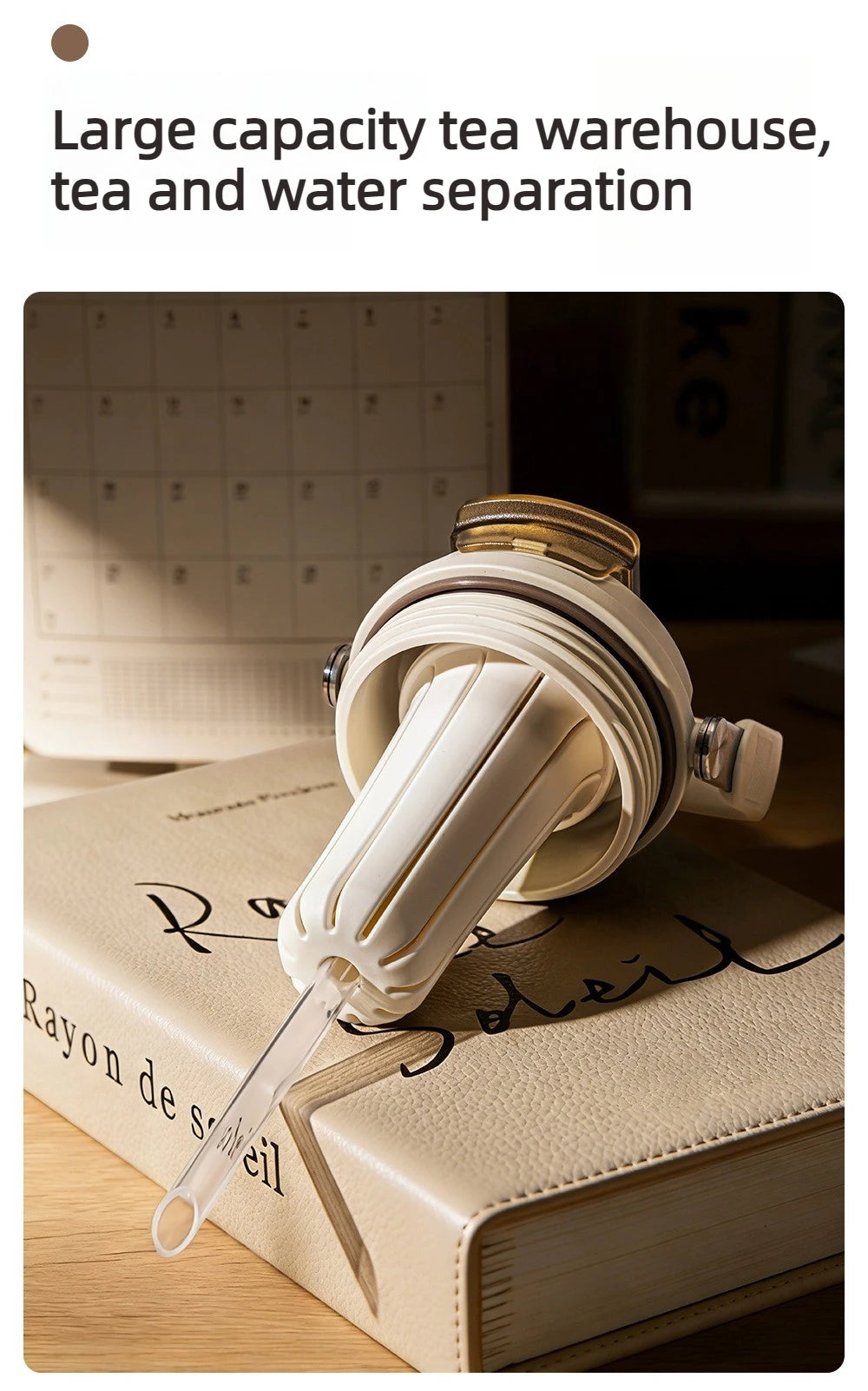 Gobelet à revêtement en céramique de 800ml, avec paille, bouteille d'eau isolée de grande capacité, étanche, poignée détachable, infuseur à thé pour voyage