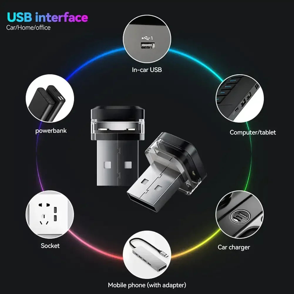 Voiture USB LED lumière d'ambiance lumières d'ambiance Plug Play feux de signalisation universels lecture maison chambre lampe lumineuse décorative