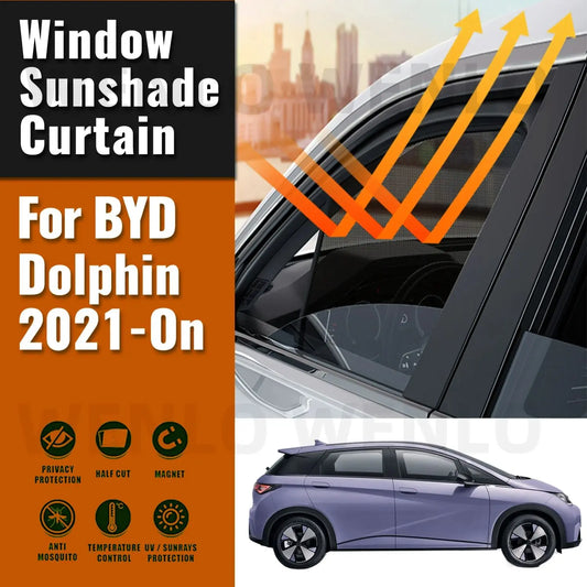 Pare-soleil magnétique pour BYD Dolphin 2024 2023 – 2021, cadre de pare-brise avant, rideau pour fenêtre latérale arrière, pare-soleil