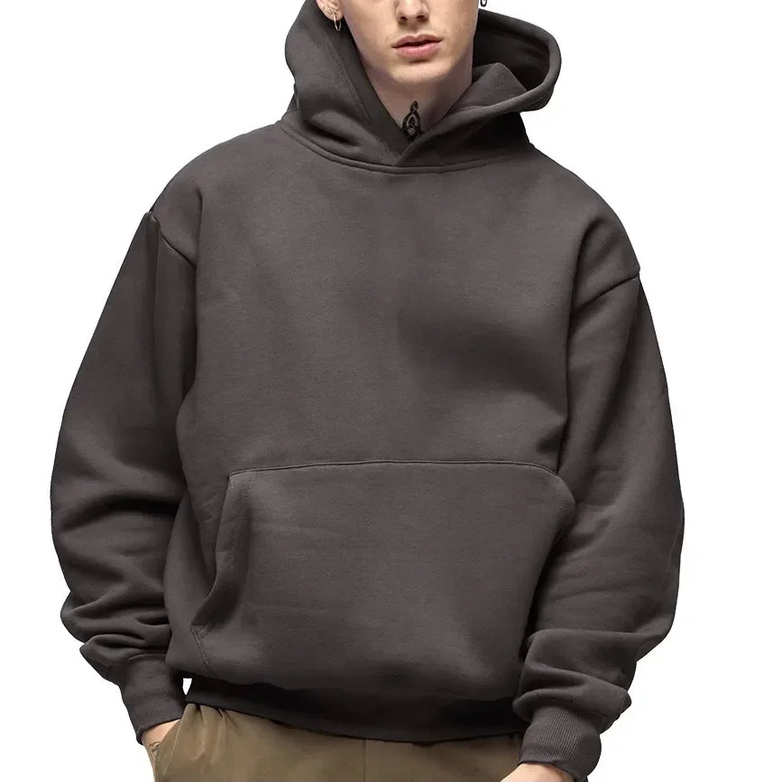 Pull à capuche pour hommes et femmes, personnalisé de votre marque, haut décontracté en coton épais, couleur unie, automne et hiver