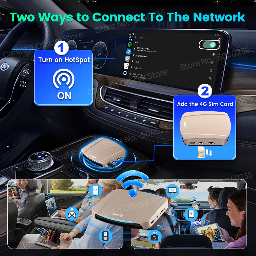 CarlinKit 8G + 256G /128GAndroid 15 Ultra CarPlay TV Box Support Netflix IPTV GPS sans fil CarPlay et Android Auto Smart Car Video Box