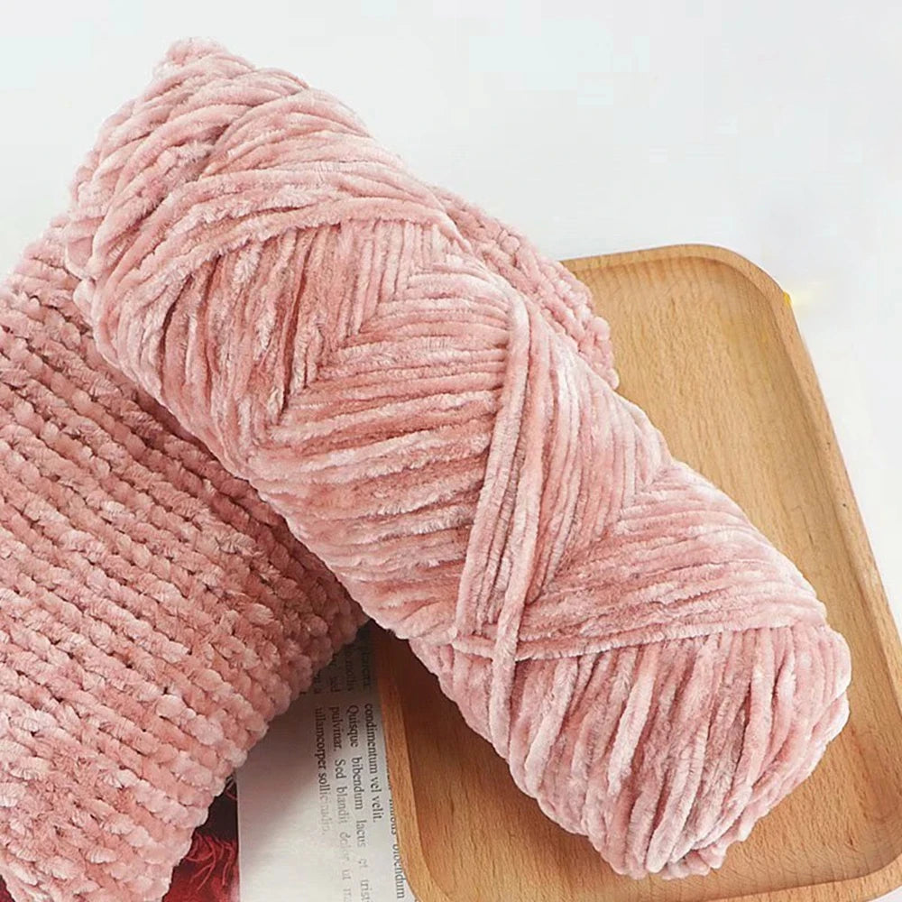 Fil de velours doux en Chenille, mélange de laine tricotée au Crochet, écharpe faite à la main, manteau, couverture et chapeau pour bébé, 95g