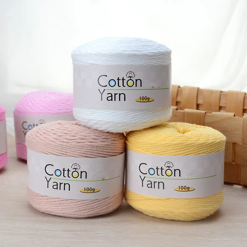 100 g/rouleau fil de coton pur coloré bébé fil de coton doux gros bébé coton Crochet tricots bricolage fil à tricoter à la main