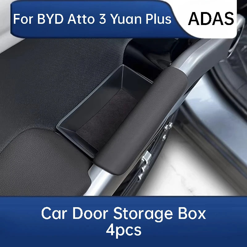 صندوق تخزين لمقبض باب السيارة BYD Atto 3 Yuan Plus ADAS إصدار القيادة الذكية، منظم صينية جلدي، ملحقات داخلية