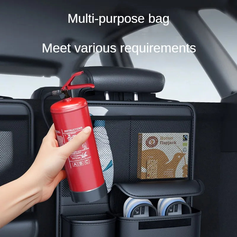 Sac de rangement en cuir pour coffre de voiture, organisateur d'outils pliables pour dossier de siège de voiture, rangement UV multifonctionnel, organisateur suspendu pour siège arrière de suv