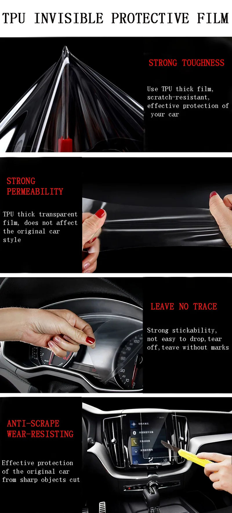 Pour BYD YANGWANG U8 2024 2025 panneau tableau de bord Navigation automobile intérieur Film de protection TPU anti-rayures autocollant