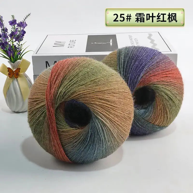 Fil de laine arc-en-ciel 200 g/ensemble, pour tricoter, châles, écharpes, pulls, vestes, chapeaux, bricolage, fil de teinture à Segment doux et confortable