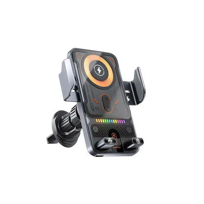 Support de téléphone pour voiture et chargeur sans fil 2 en 1 – 360 °   Support de navigation rotatif 15W à charge rapide pour smartphones, fixation sur grille d'aération