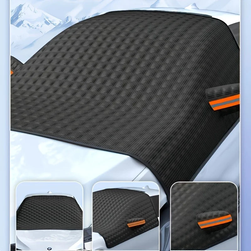 Couverture de pare-brise de voiture hiver épaissi résistant à la neige résistant au soleil pare-soleil avant universel intérieur extérieur adapté à la plupart des modèles de voiture Ea