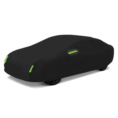 Juste de voiture noire extérieure complète, pare-soleil automatique, protection anti-poussière avec bandes de coulée, universelle pour URA, berline arrière, SUV