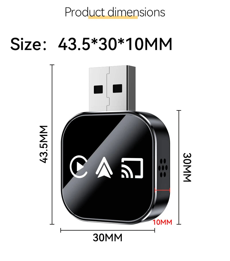 Adaptateur de liaison miroir automatique CarPlay Android Auto sans fil 3 en 1, filaire instantané vers sans fil, Plug and Play pour jeu de voiture filaire, 2026