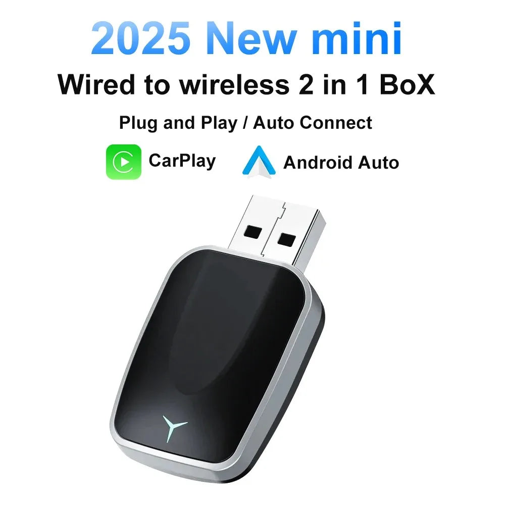2026 nouveau adaptateur sans fil CarPlay Android Auto sans fil Mini boîte intelligente Plug and play sans fil CarPlay et Android Auto nouvel adaptateur