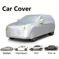 Housse de Protection extérieure pour voiture, soleil, neige, UV, hiver, été, SUV, berline, pare-soleil automobile, anti-poussière, étanche, noir, argent