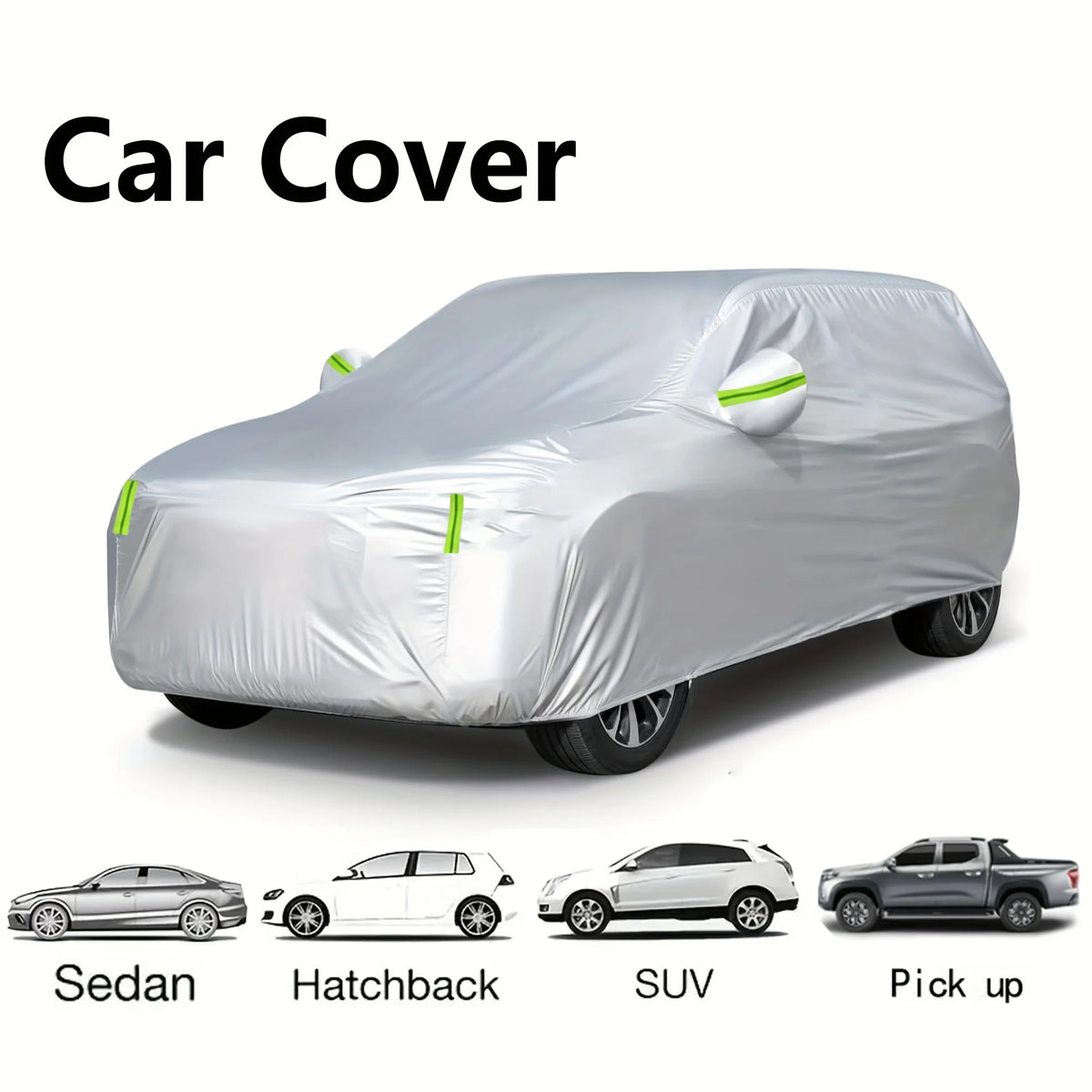 Housse de Protection extérieure pour voiture, soleil, neige, UV, hiver, été, SUV, berline, pare-soleil automobile, anti-poussière, étanche, noir, argent