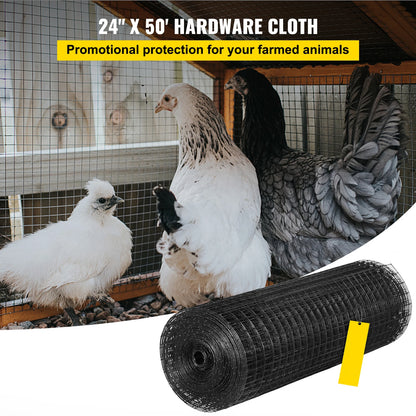 SucceBuy – clôture métallique soudée, maille de poulet et de lapin revêtue de vinyle, 1 "x 1", calibre 16, 24 "x 50'/24" x 100'/36 "x 50', tissu et maille de matériel noir