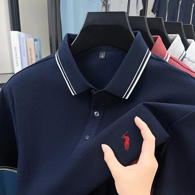 Marque de mode 100% coton été nouvel article polo brodé poney original pour hommes haut à manches courtes confortable et respirant