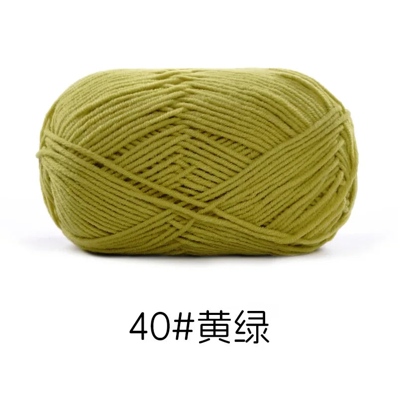 Pelote de Fil de Coton de Lait Peigné à 4 Brins, Laine Douce pour Crocheter et Tisser à la Main, 50g Chacun. 120M)