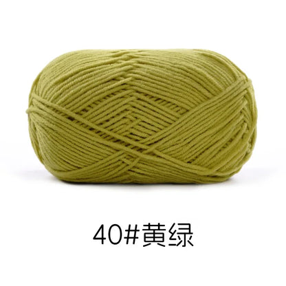 Pelote de Fil de Coton de Lait Peigné à 4 Brins, Laine Douce pour Crocheter et Tisser à la Main, 50g Chacun. 120M)