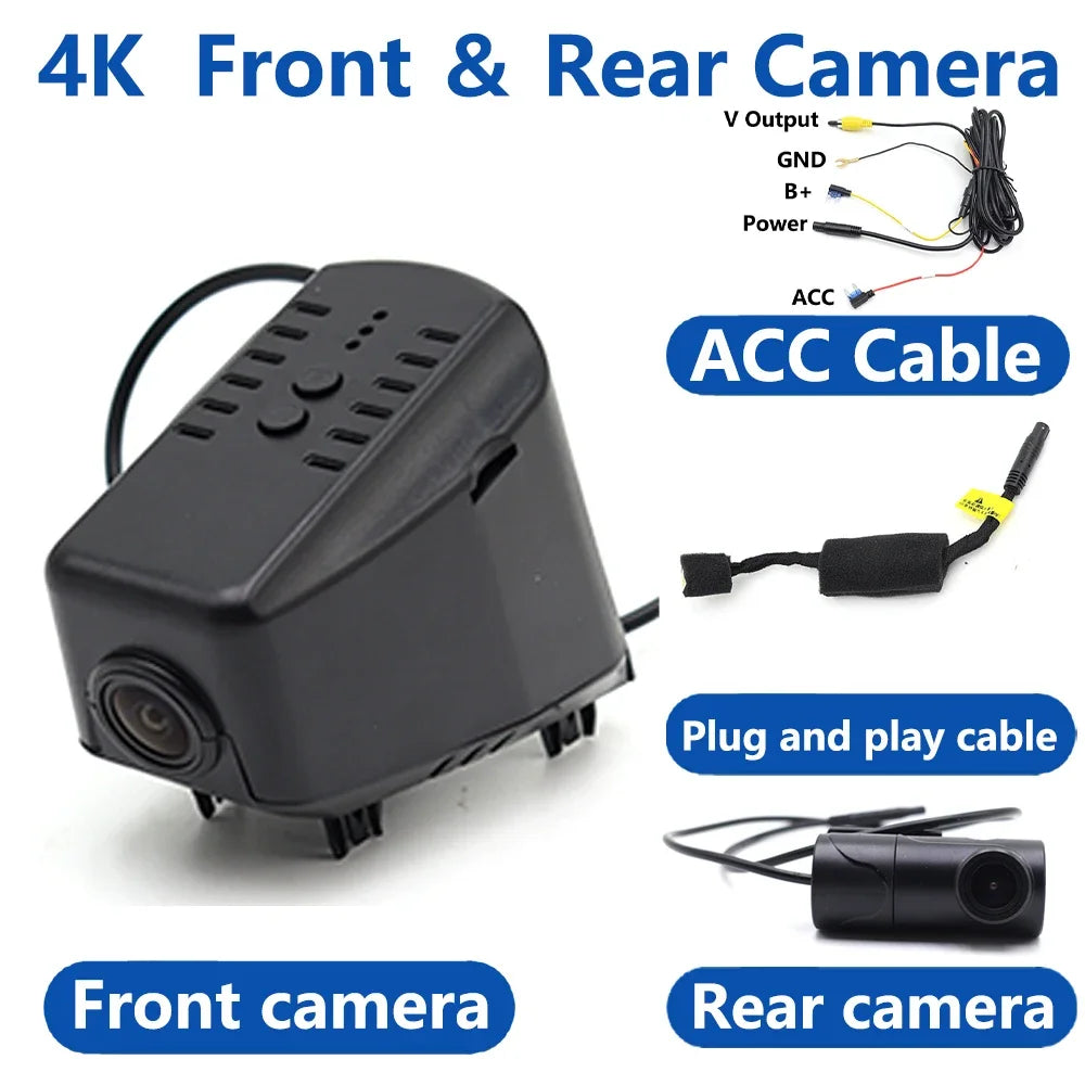 AutoBora-Caméra de tableau de bord DVR avec moniteur vidéo 24H, caméra 4K, WiFi, 3840x2160, compatible avec Lynk & Co 01, PHEV 2018, 2019, 2020, 2021, 2022, 2023