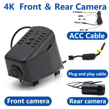 AutoBora-Caméra de tableau de bord DVR avec moniteur vidéo 24H, caméra 4K, WiFi, 3840x2160, compatible avec Lynk & Co 01, PHEV 2018, 2019, 2020, 2021, 2022, 2023