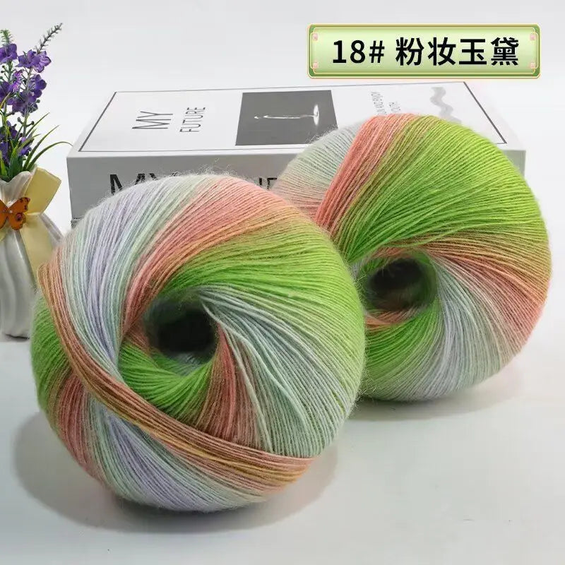 Fil de laine arc-en-ciel 200 g/ensemble, pour tricoter, châles, écharpes, pulls, vestes, chapeaux, bricolage, fil de teinture à Segment doux et confortable