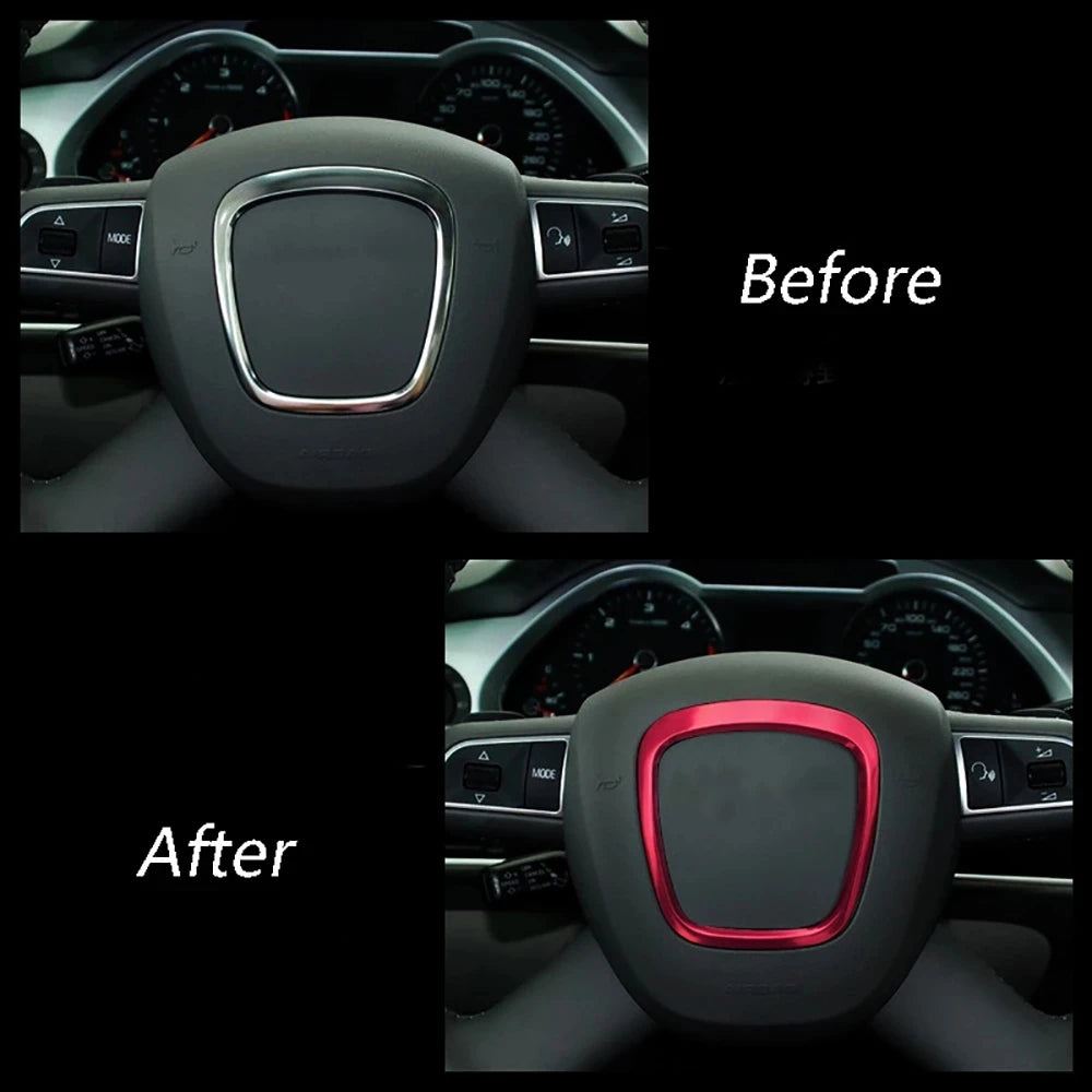 Autocollants de couverture de logo central de volant de voiture, garniture pour Audi A4 B6 B7 B8 A6 C6 A5 Q7 Q5 A3 8P S3 8, accessoires d'intérieur