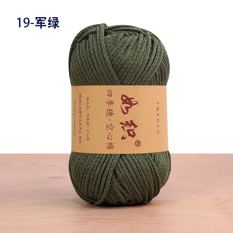 لفة خيط كروشيه وحياكة للمبتدئين، 85 متر/لفة، 100 جرام، 65% قطن، خيط كروشيه 2 مم، حبل مكرمية، هدية لحقيبة الكروشيه